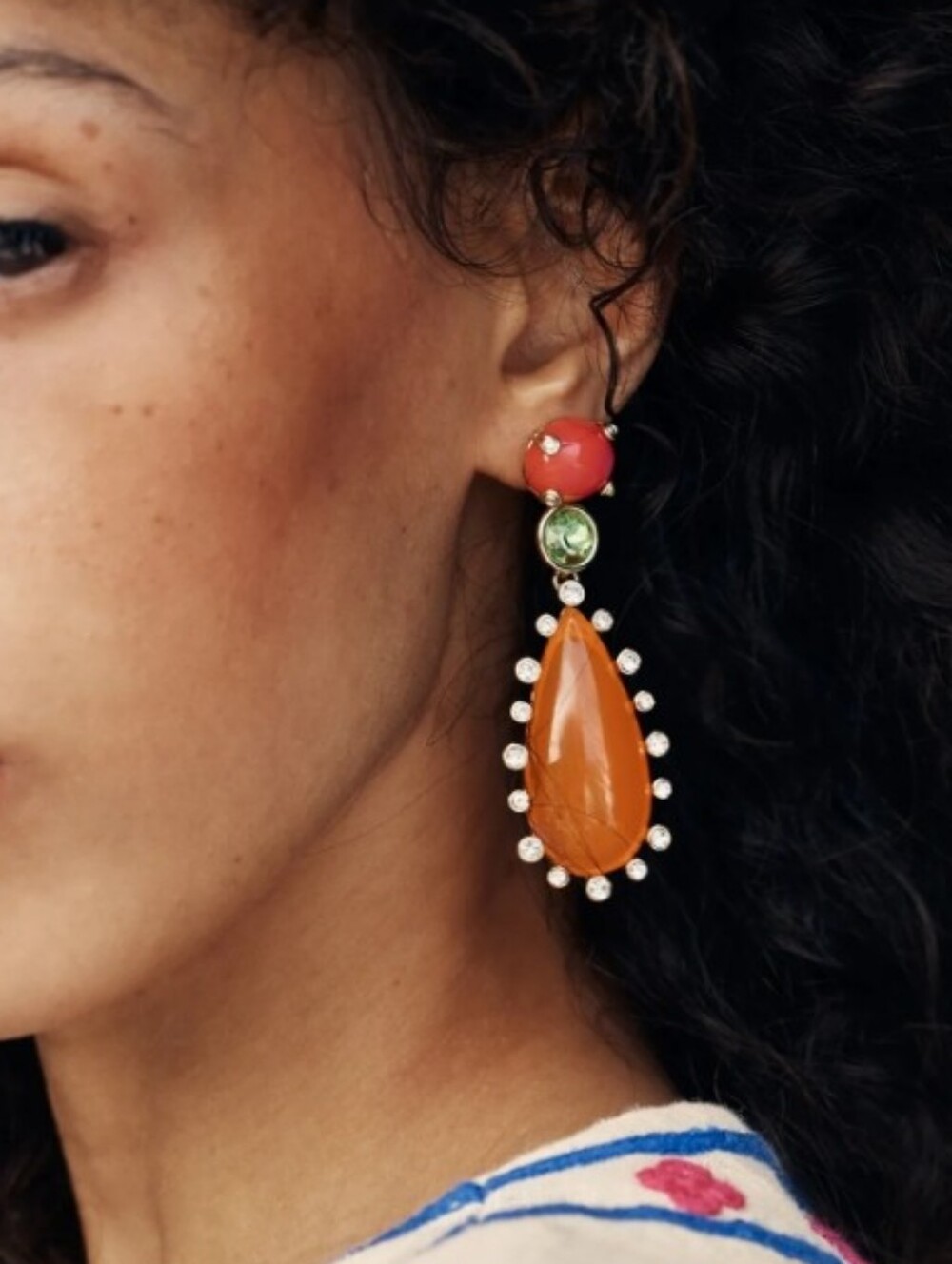 NEW! ZARA Statement Orange Teardrop Rhinestones Drop Earrings - Women Jewelry
